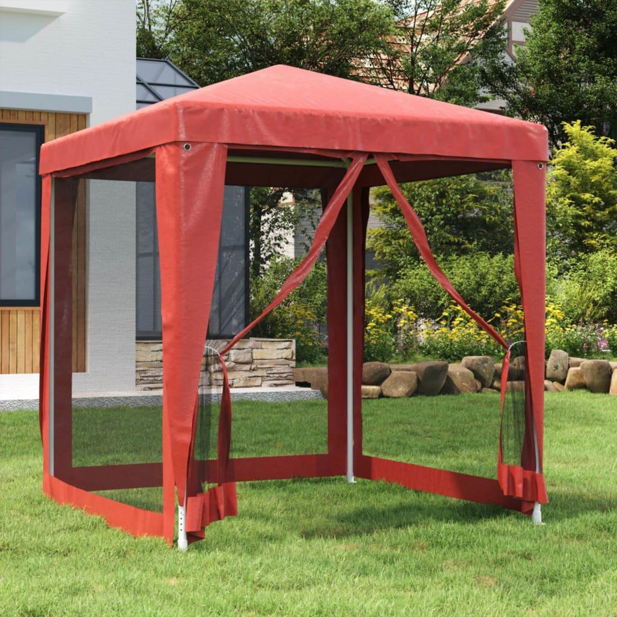 VIDAXL Tente de fete avec 4 parois laterales en maille Rouge 2x2m PEHD