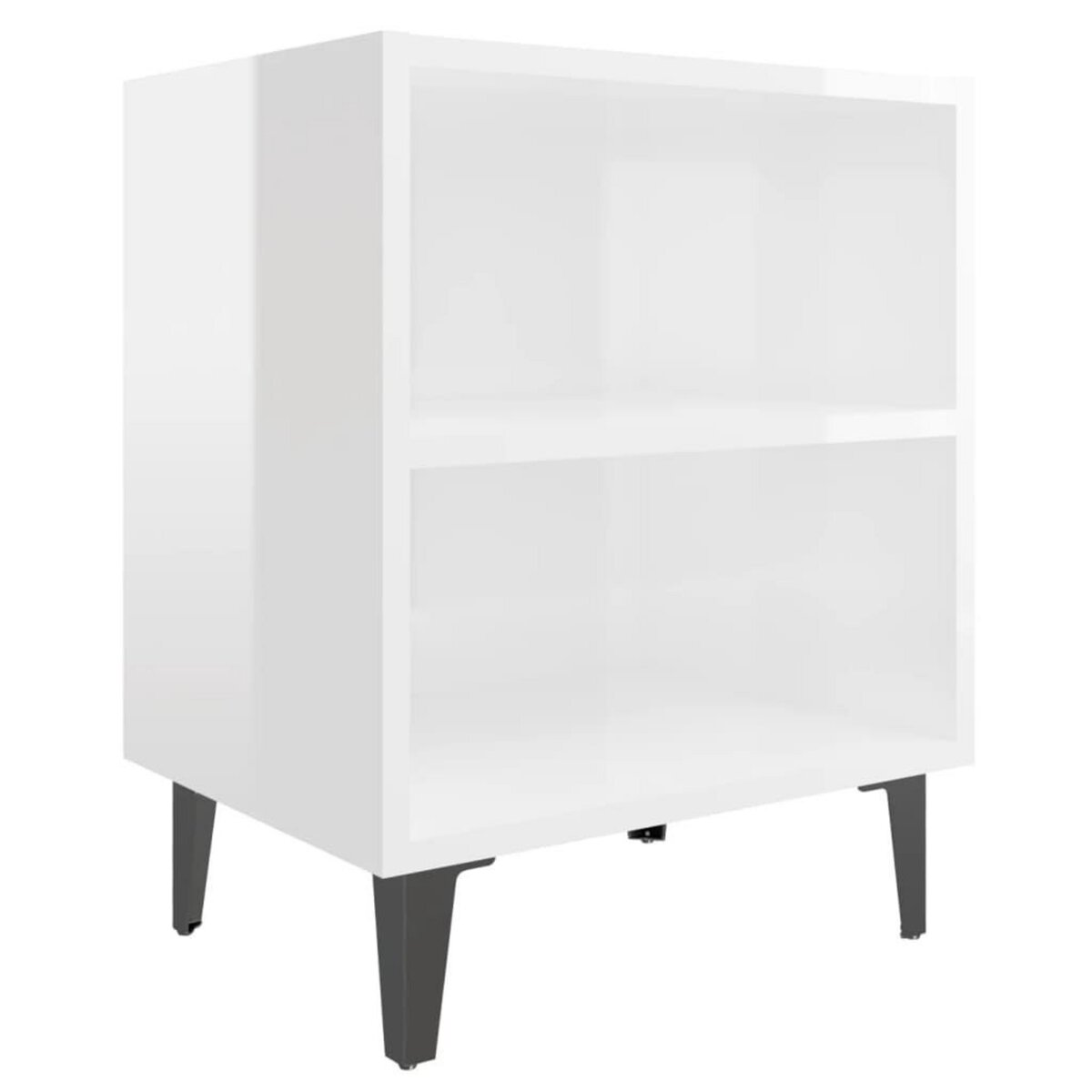 VIDAXL Table de chevet avec pieds en metal blanc brillant 40x30x50 cm