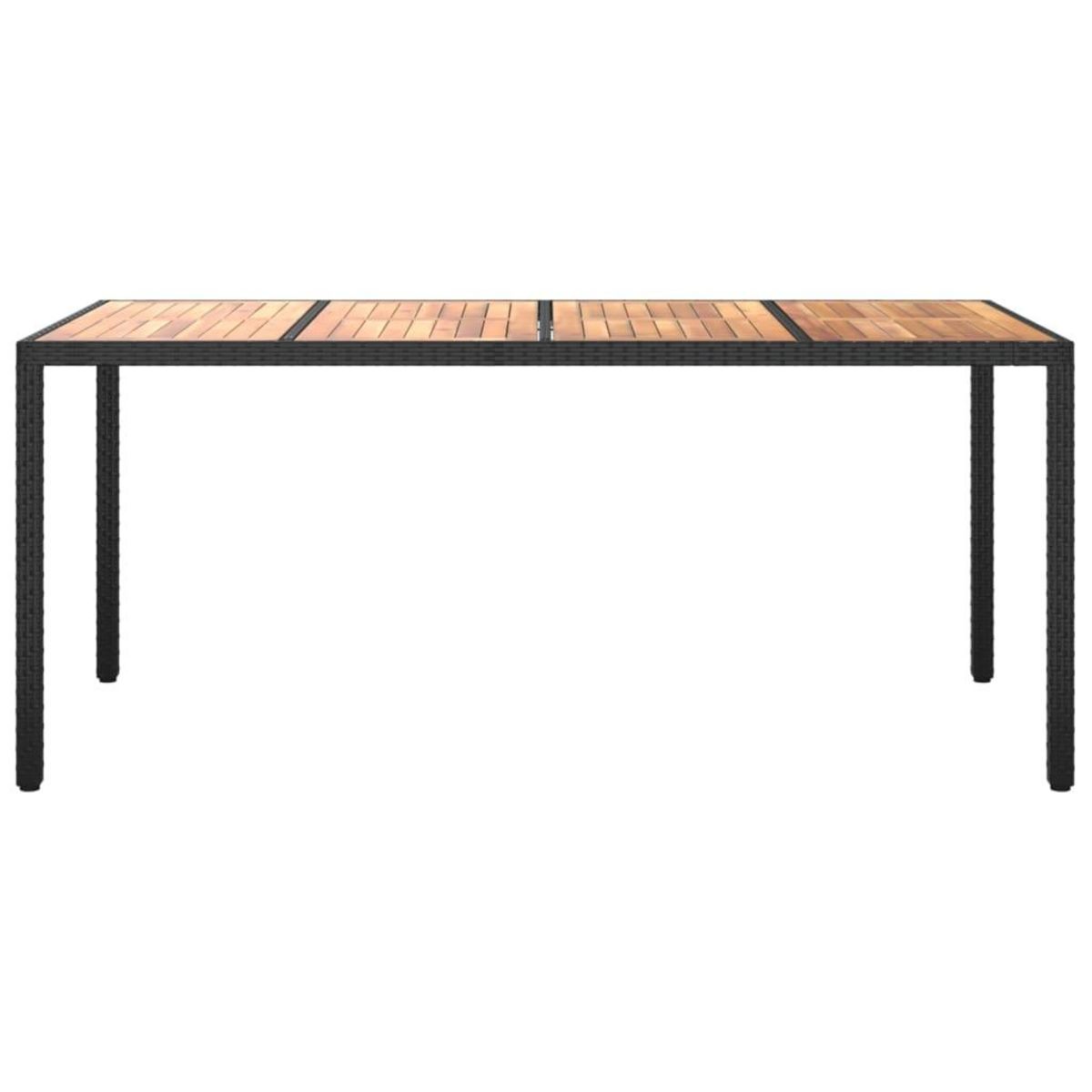 VIDAXL Table de jardin 190x90x75 cm Resine tressee et bois acacia Noir