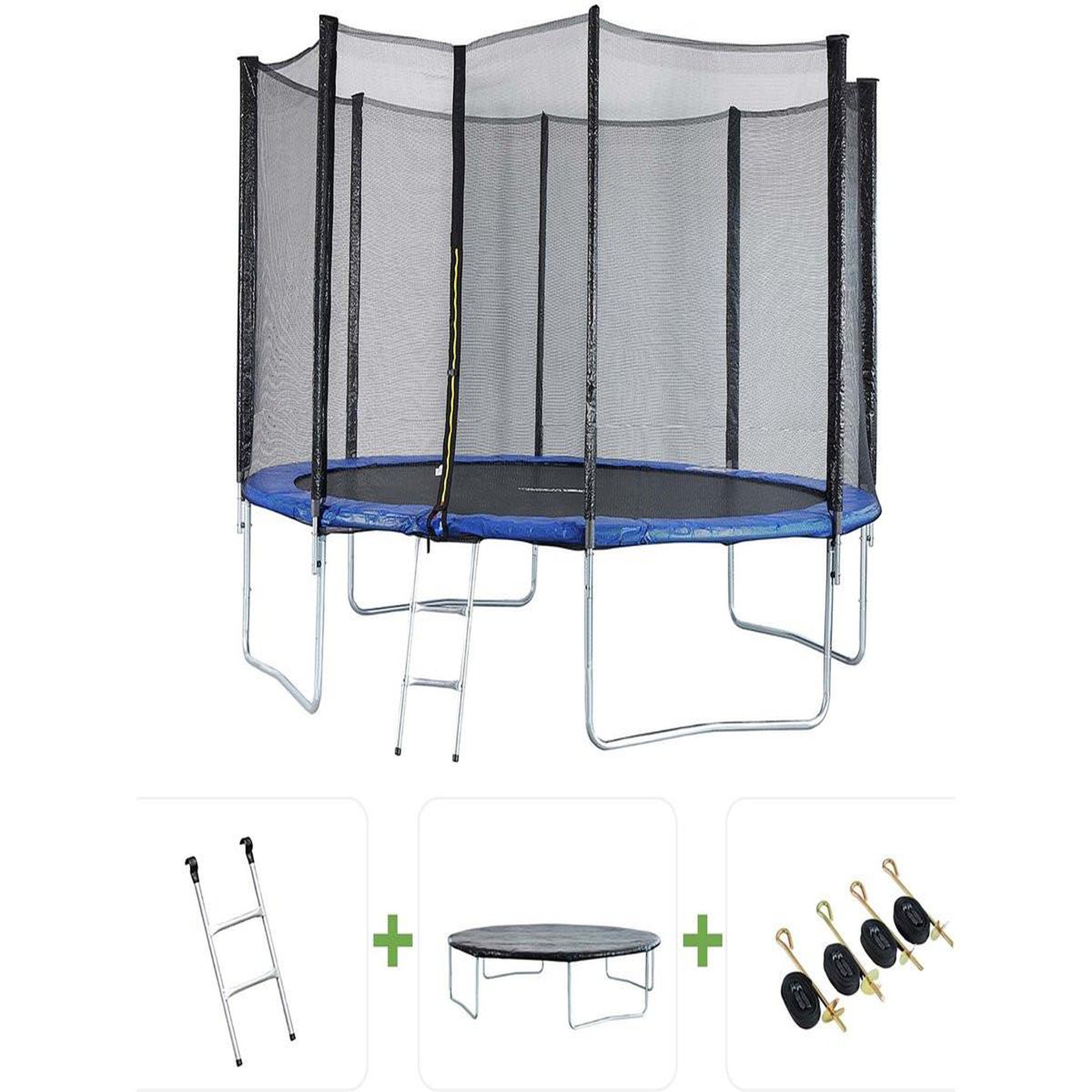 Habitat et Jardin Trampoline  Joycy  - Ø 4,27 m - Avec Filet + échelle + couverture + kit d'ancrage