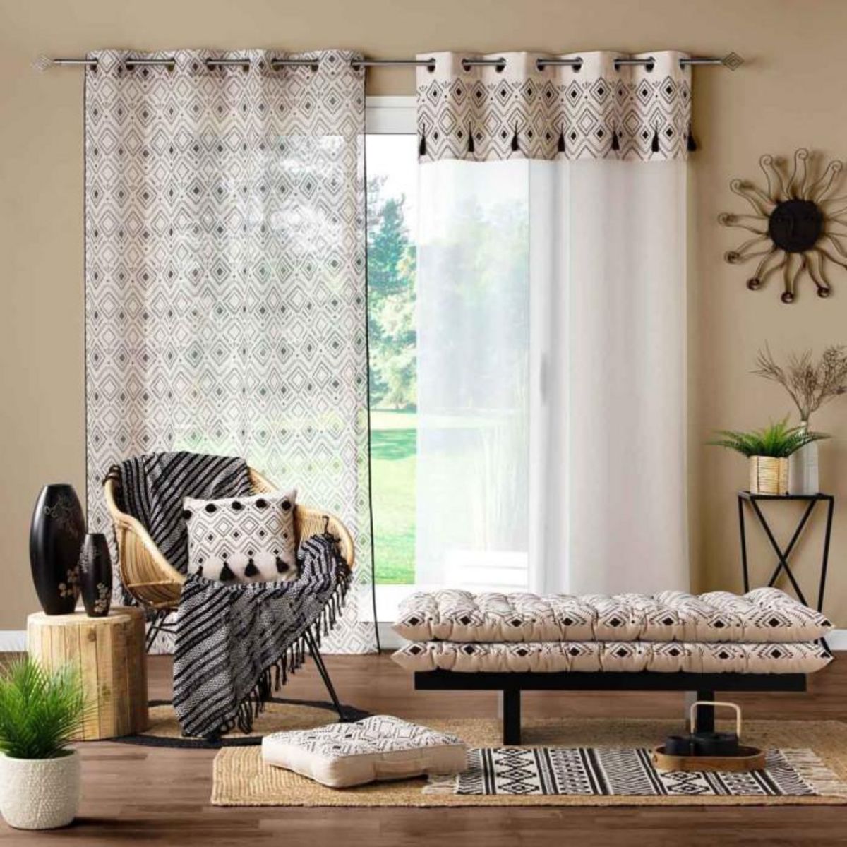 Paris Prix Rideau Voilage à Œillets  Nalika  140x240cm Beige