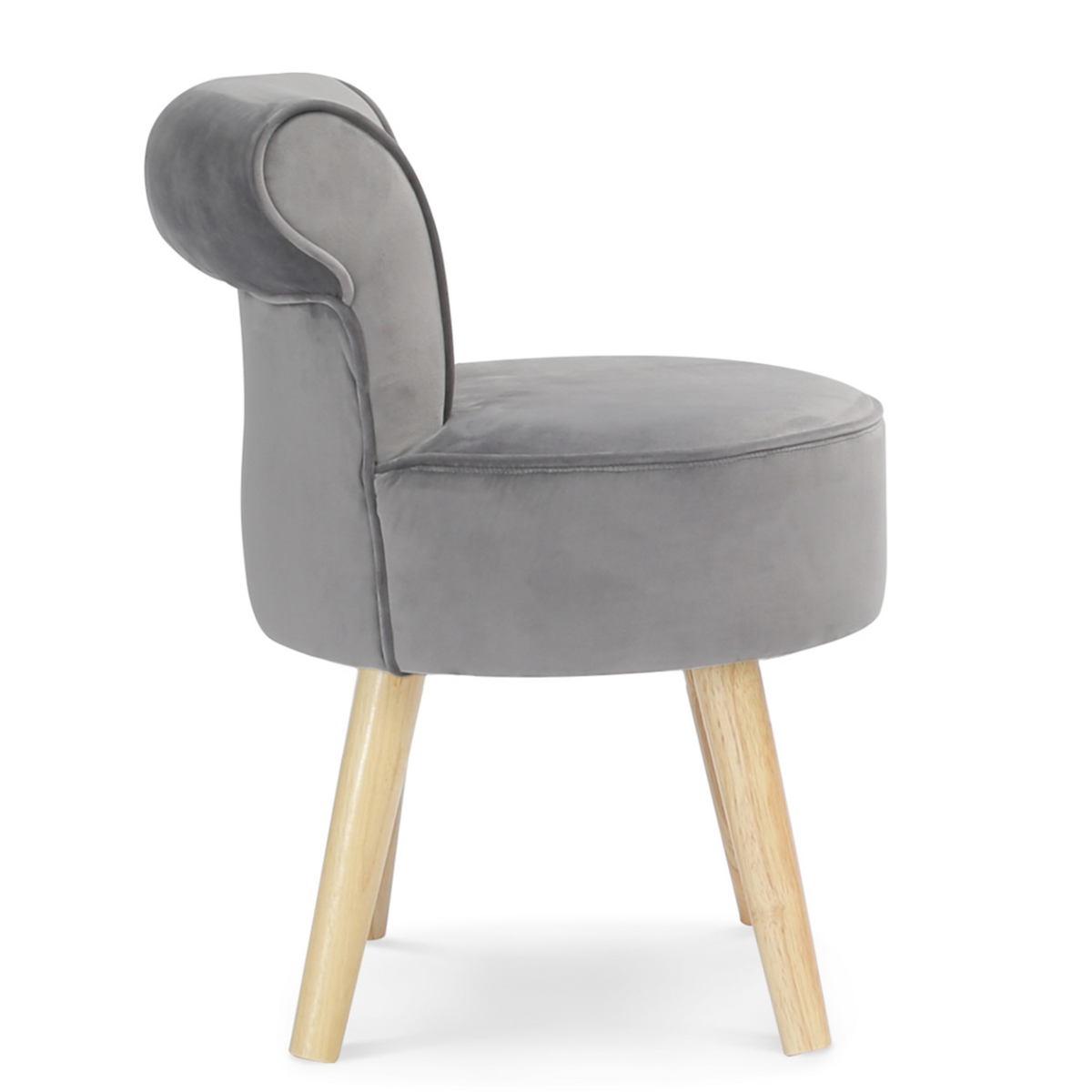 ID MARKET Fauteuil crapaud en velours gris