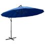 Voir la diapositive 2 : VIDAXL Parasol suspendu avec poteau bleu 3 m