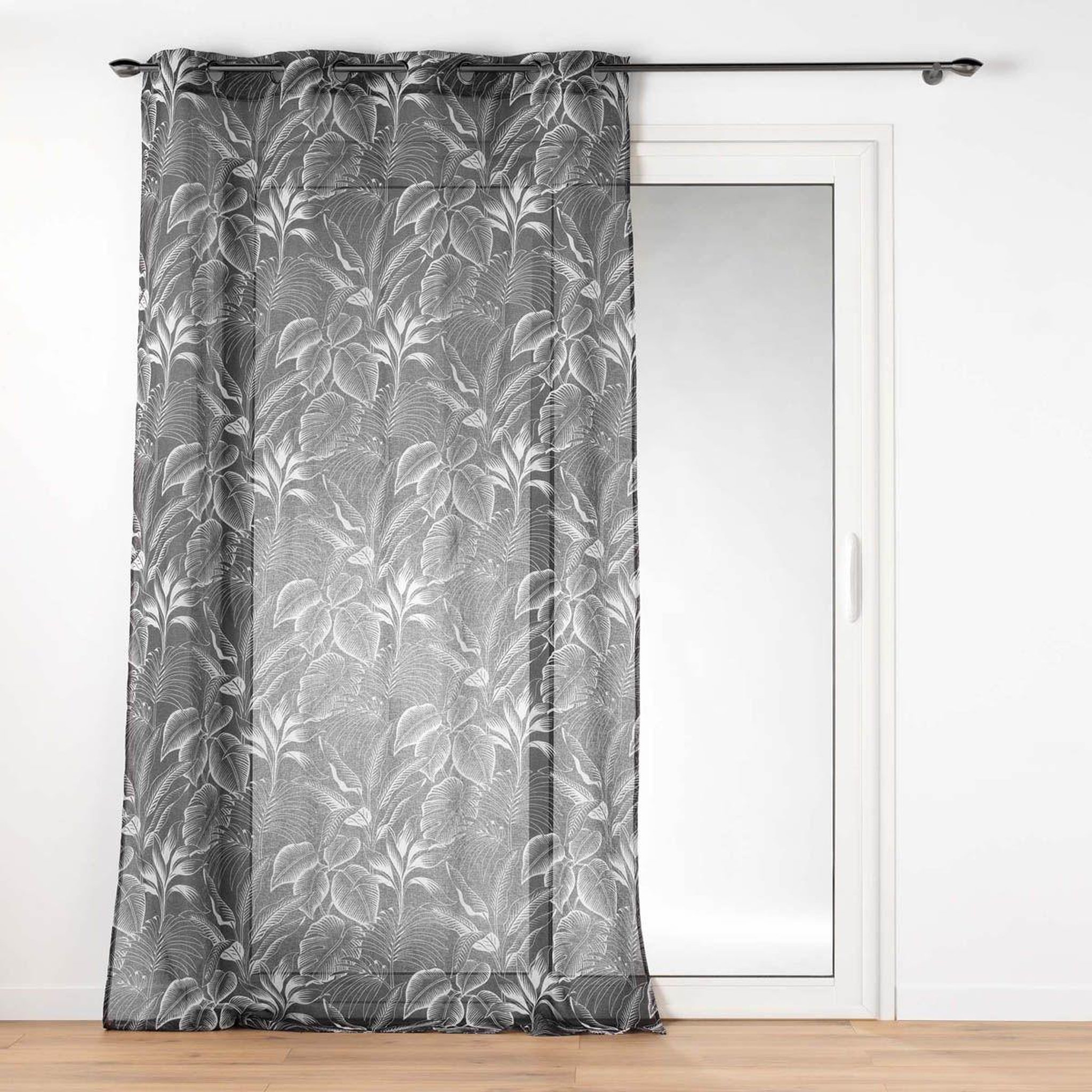 Douceur d'Intérieur Rideau voilage à œillets imprimé  cabana  140x240cm noir