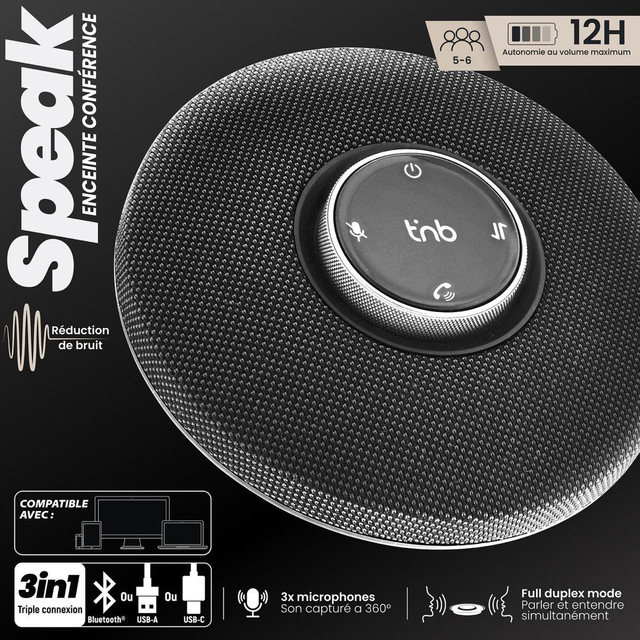 Voir la diapositive 2 : TNB Haut parleur conférence speaker-phone