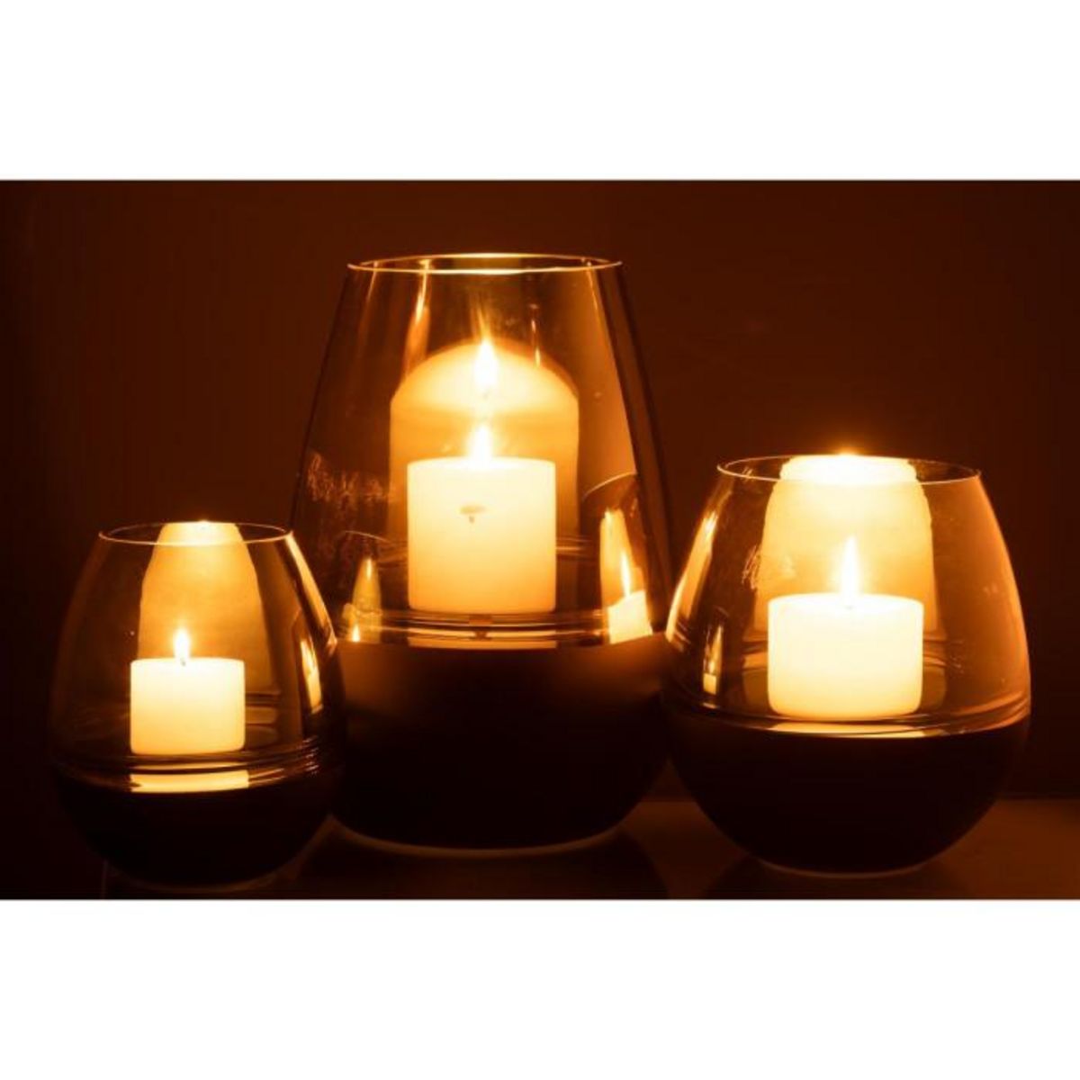 Paris Prix Photophore Déco en Verre  Lignes  26cm Noir & Or