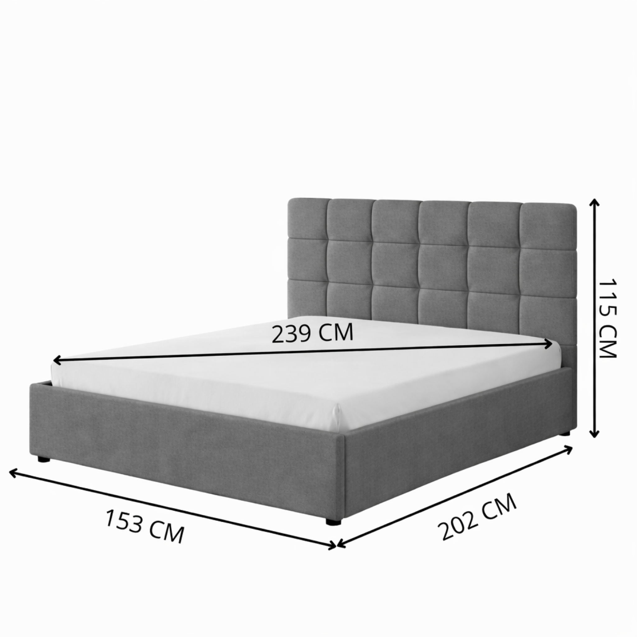 Voir la diapositive 3 : CONCEPT USINE Lit avec coffre de rangement 140x190cm velours gris foncé santa