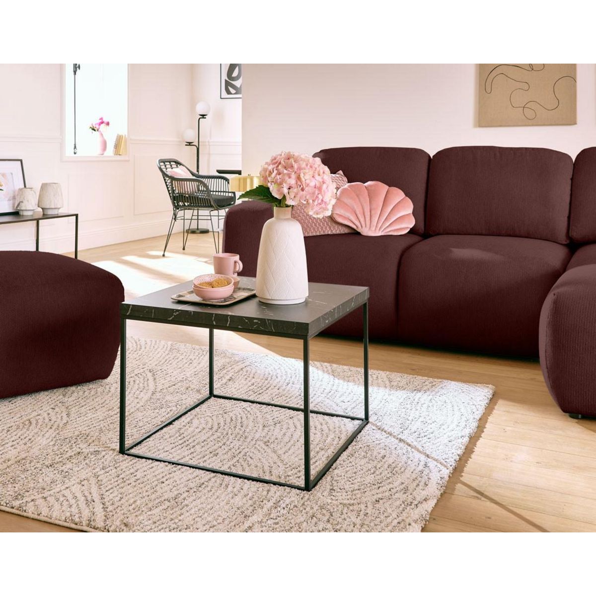 LISA DESIGN Sorrente - canapé d'angle réversible - convertible avec coffre - 4 places - en tissu texturé