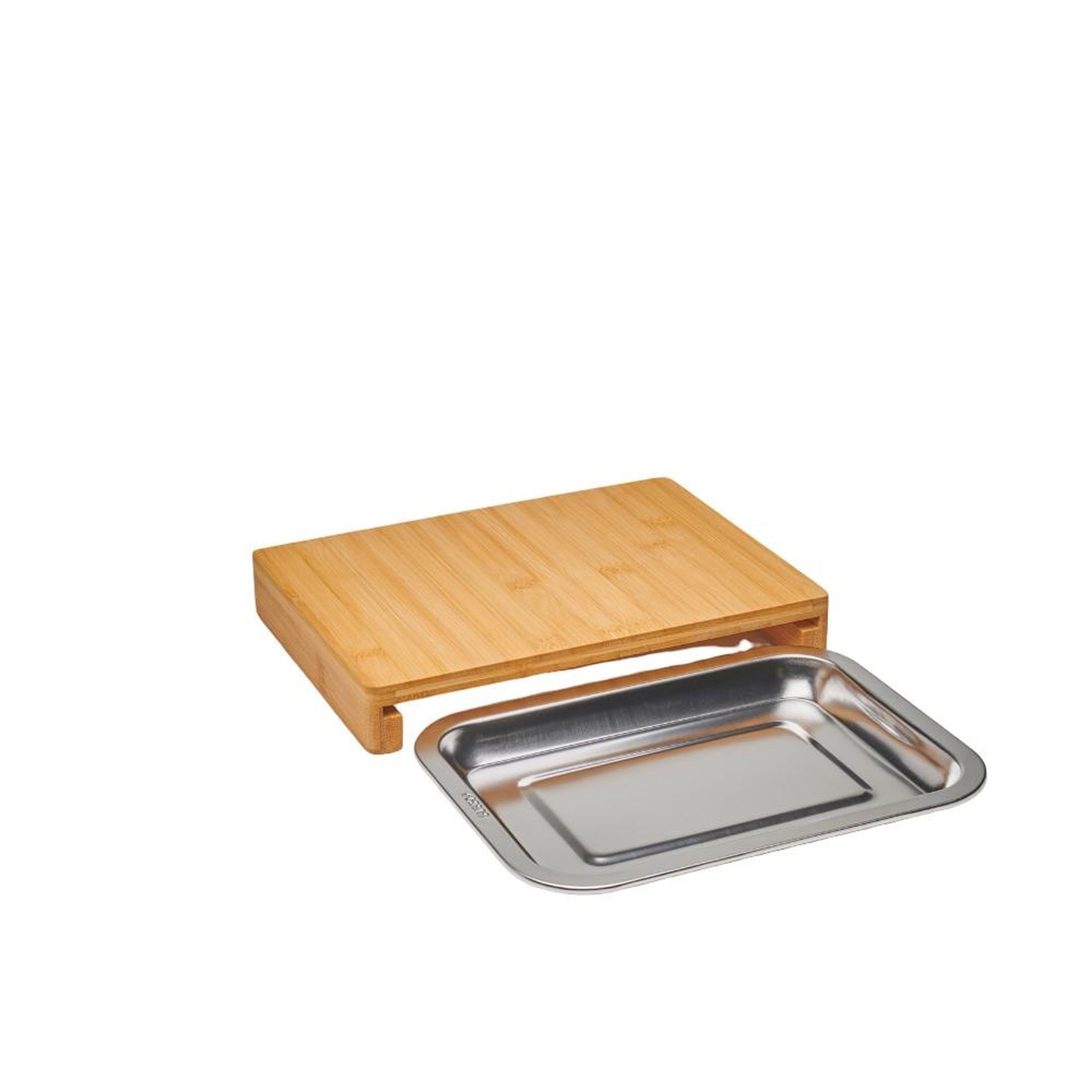 Voir la diapositive 4 : Nogent 3 etoiles Planche à découper bambou 28,5x21cm + tiroir inox - 09950G