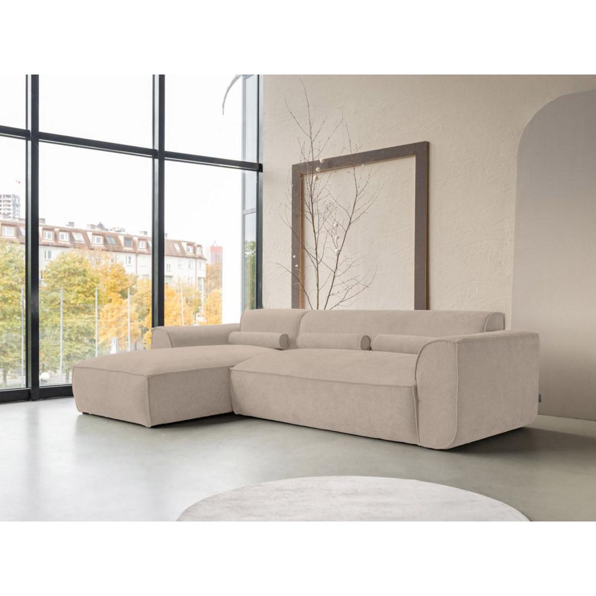 BEST MOBILIER Felix - canapé modulable d'angle gauche 4 places en tissu texturé