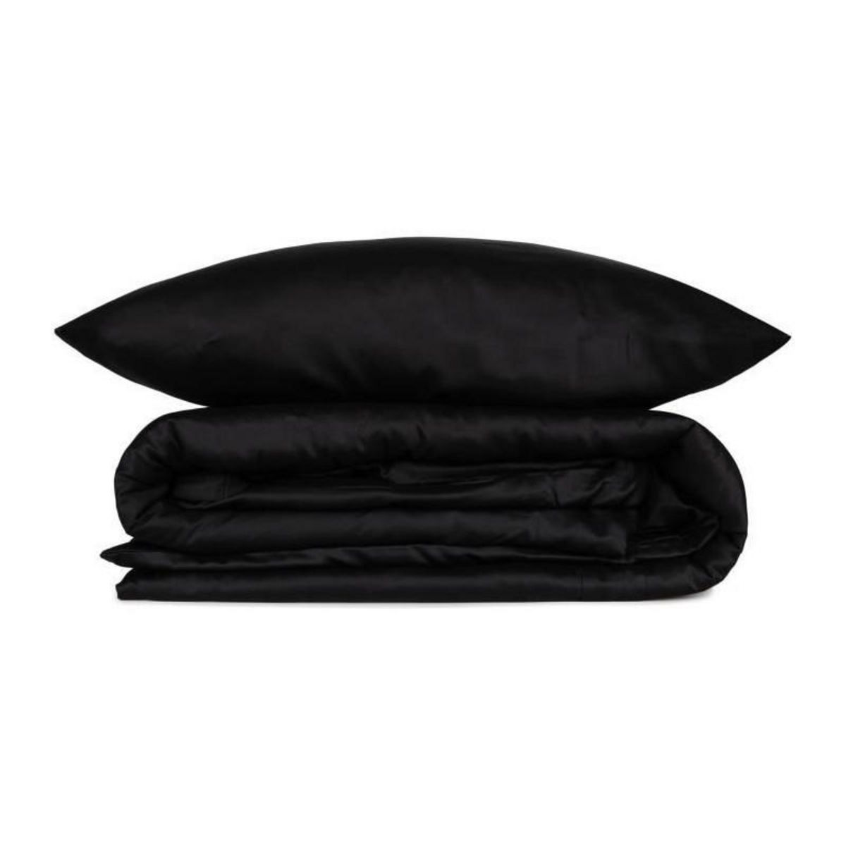 GENERIQUE Parure de lit - 129CTN63492 - 1 housse de couette 220 x 240 cm + 2 taies d'oreiller 60 x 60 cm - Satiné 100% coton - Noir