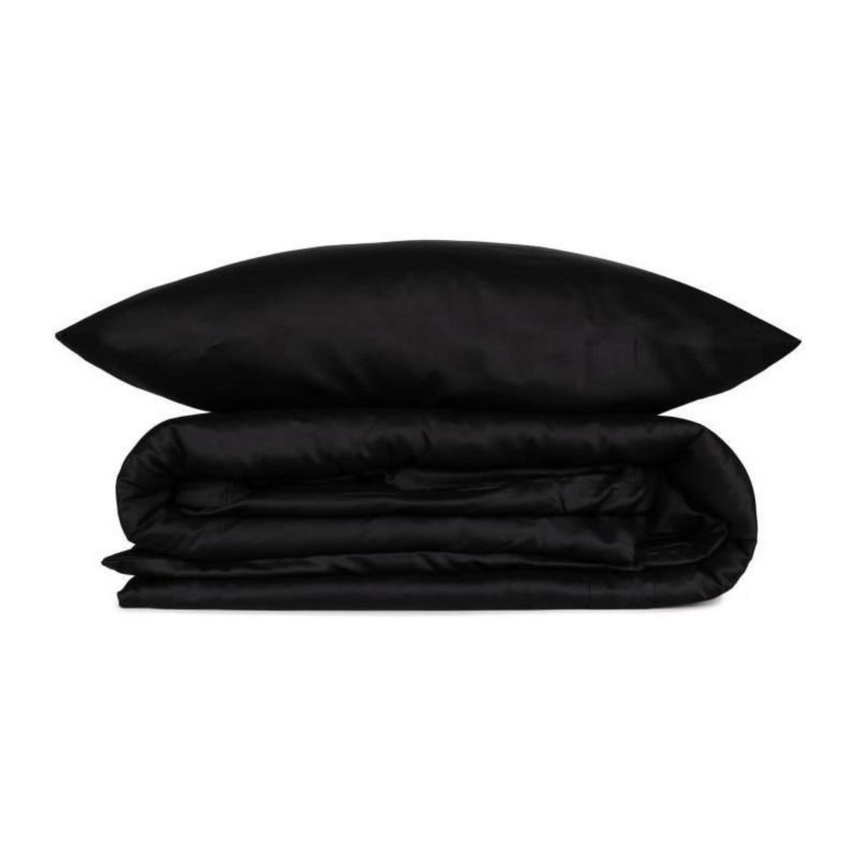 GENERIQUE Parure de lit - 129CTN63492 - 1 housse de couette 220 x 240 cm + 2 taies d'oreiller 60 x 60 cm - Satiné 100% coton - Noir