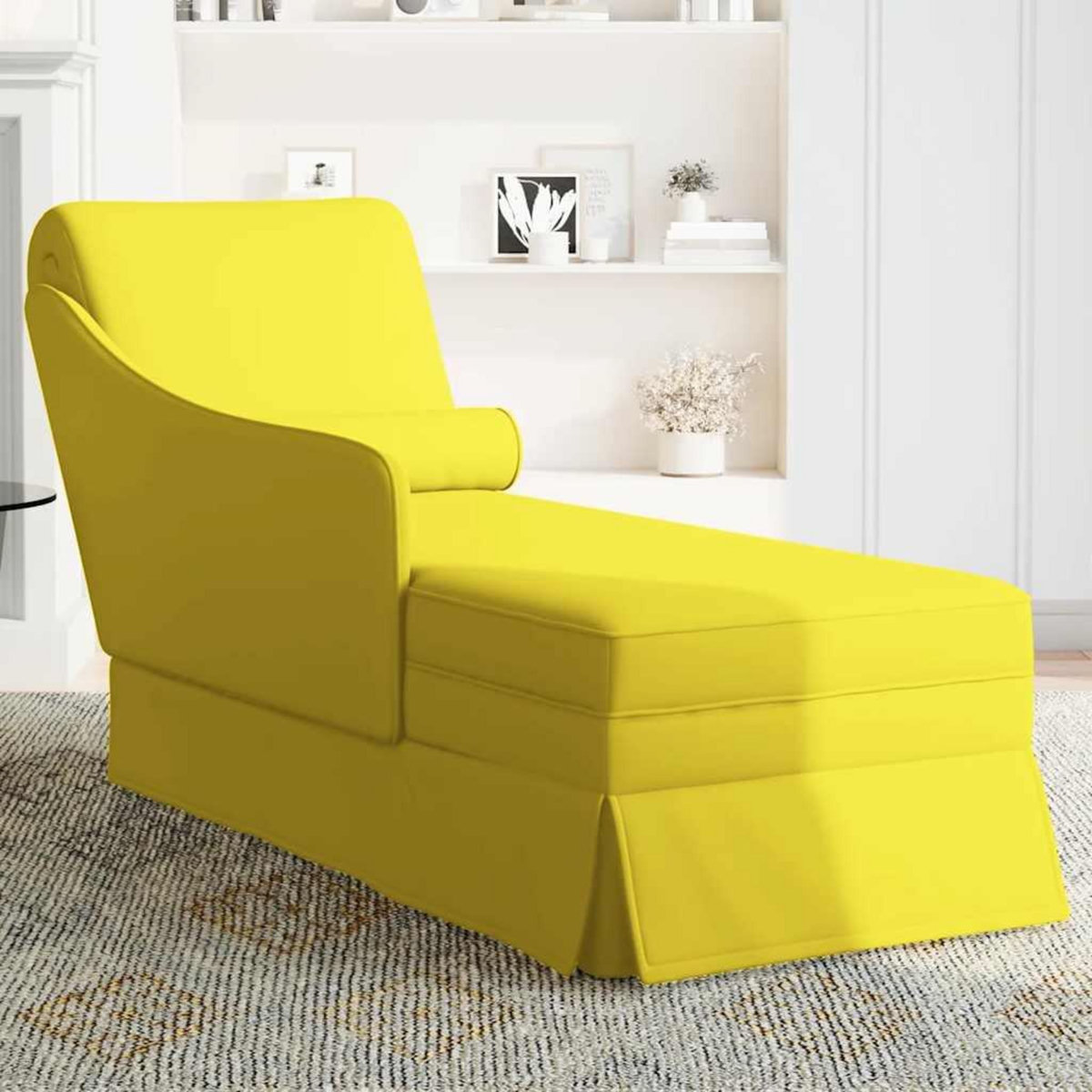 VIDAXL Fauteuil long avec traversin et accoudoir droit jaune velours