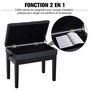 Voir la diapositive 6 : HOMCOM HOMCOM Banquette tabouret siège pour piano hauteur réglable 55L x 33l x 48-58H cm coffre de rangement interne assise revêtement synthétique capitonné bois noir