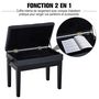 Voir la diapositive 6 : HOMCOM HOMCOM Banquette tabouret siège pour piano hauteur réglable 55L x 33l x 48-58H cm coffre de rangement interne assise revêtement synthétique capitonné bois noir