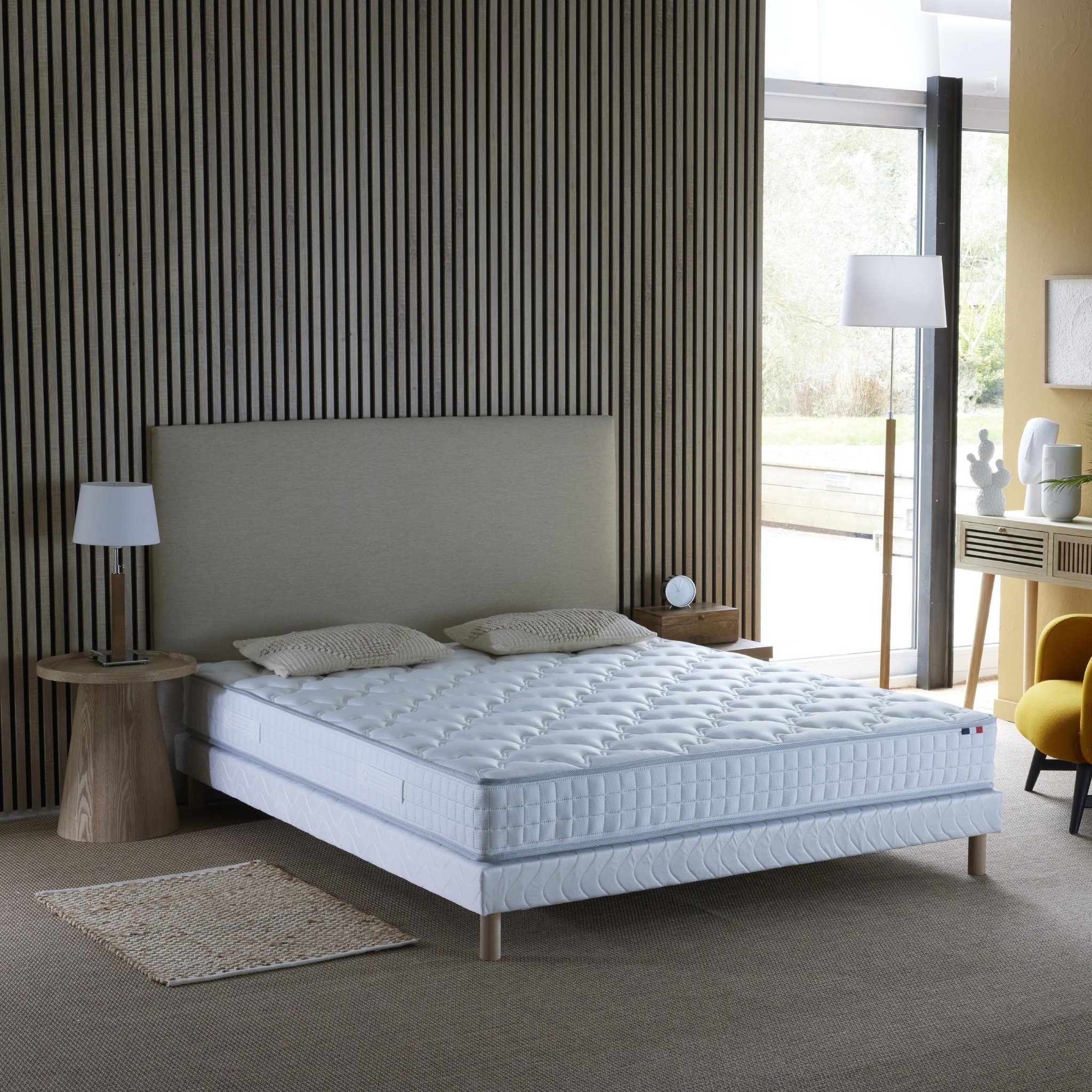 IDLITERIE Ensemble matelas ressorts ensachés spectre + sommier tapissier 140 x 200 sommier blanc