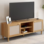 Voir la diapositive 2 : ID MARKET Meuble TV 140 cm ROBIN 2 portes bois et effet lin