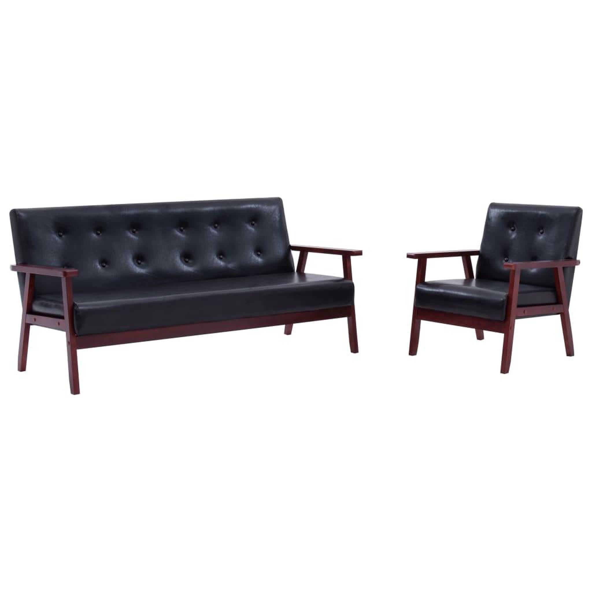 Voir la diapositive 1 : VIDAXL Ensemble de canapes 2 pcs noir similicuir
