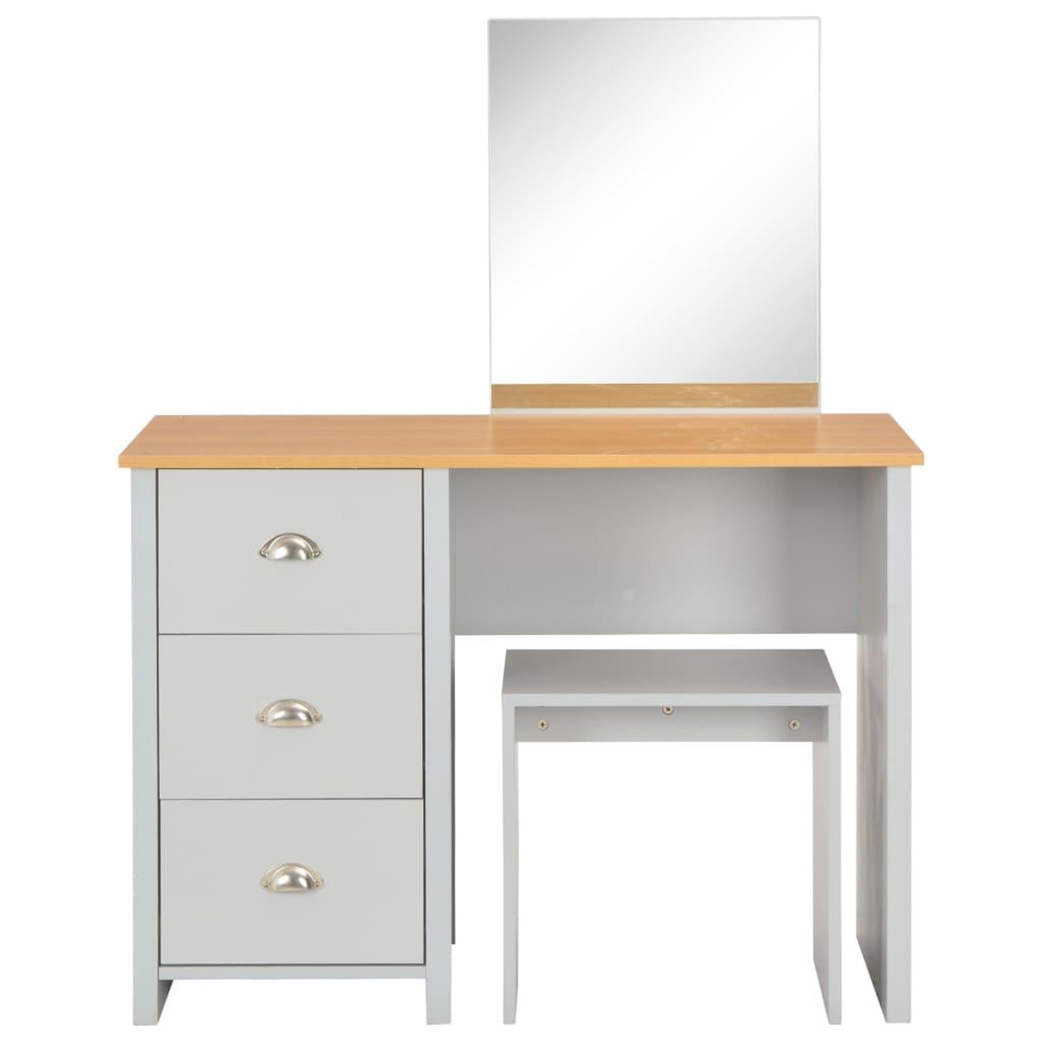 Voir la diapositive 4 : VIDAXL Coiffeuse avec miroir et tabouret gris 104x45x131 cm