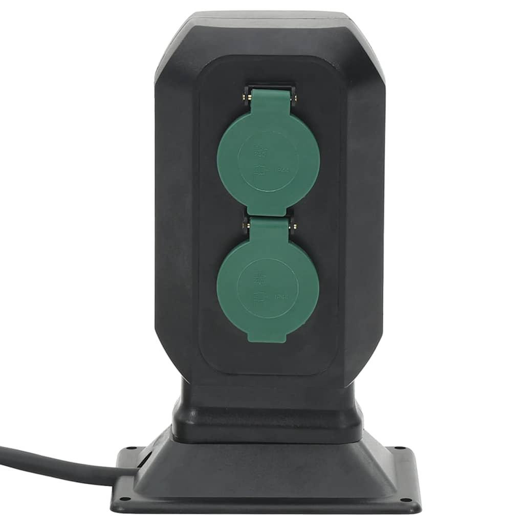 Voir la diapositive 2 : VIDAXL Prise d'exterieur avec piquet a 4 voies noir vert 15,5x11x24 cm