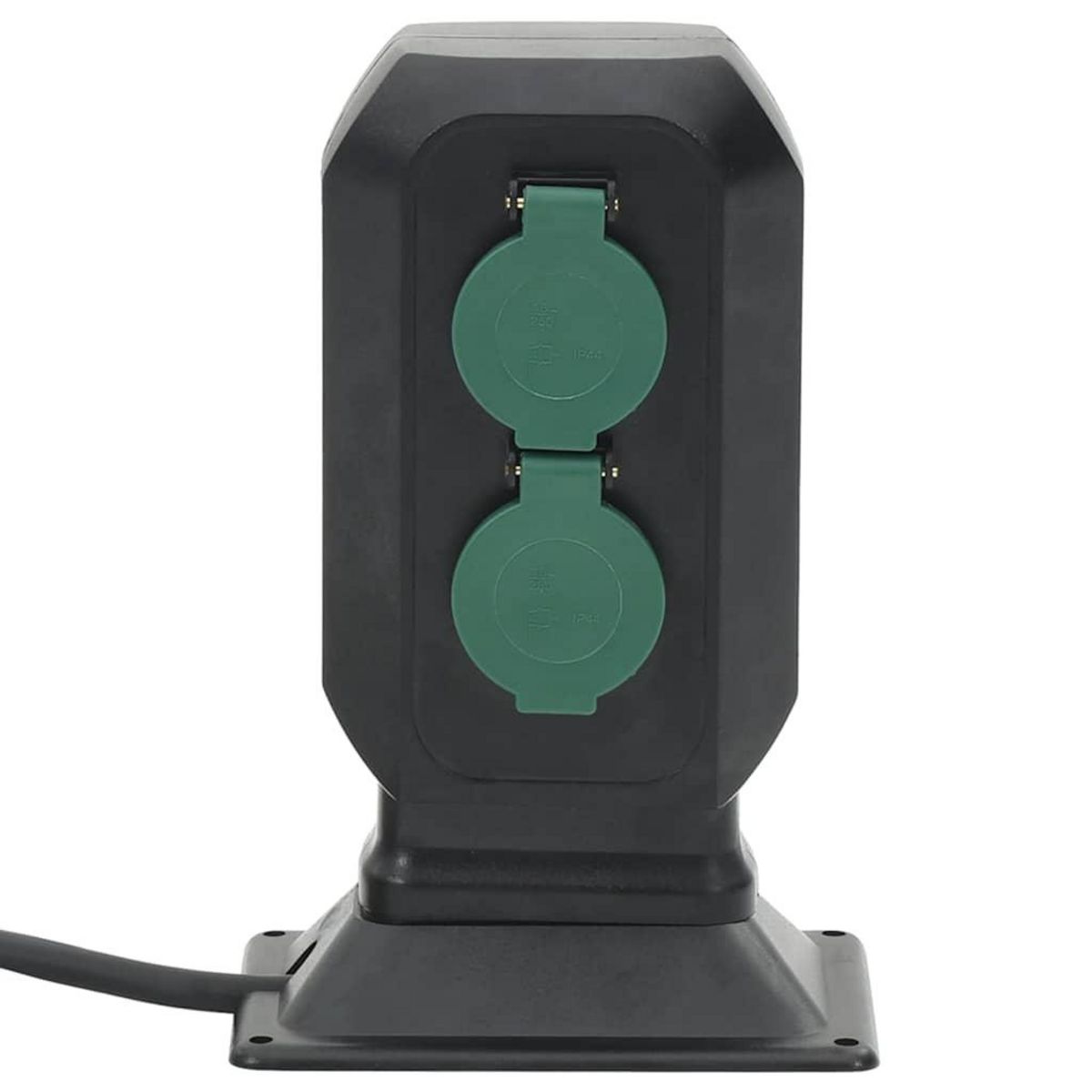 VIDAXL Prise d'exterieur avec piquet a 4 voies noir vert 15,5x11x24 cm