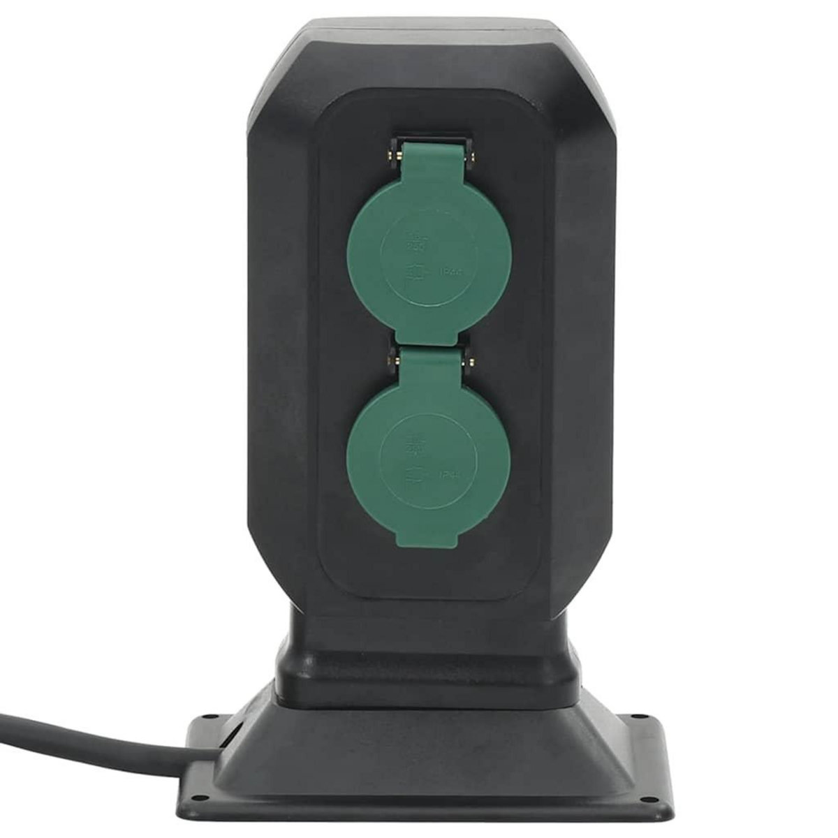 VIDAXL Prise d'exterieur avec piquet a 4 voies noir vert 15,5x11x24 cm