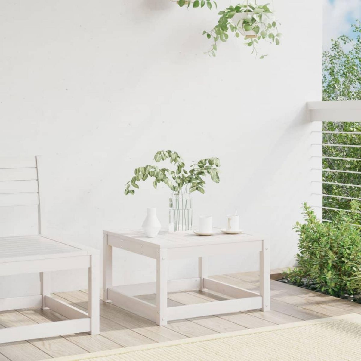 VIDAXL Repose-pied de jardin blanc bois de pin massif