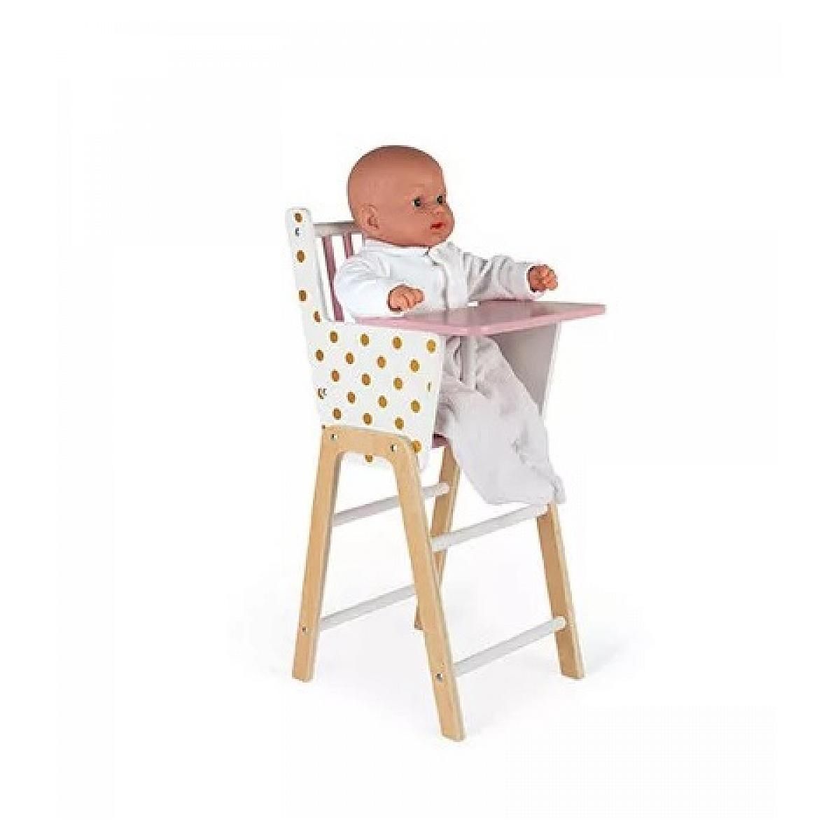 Juratoys-Janod Chaise Haute Candy Chic en Bois Rose et Blanc - Mobilier pour Poupées