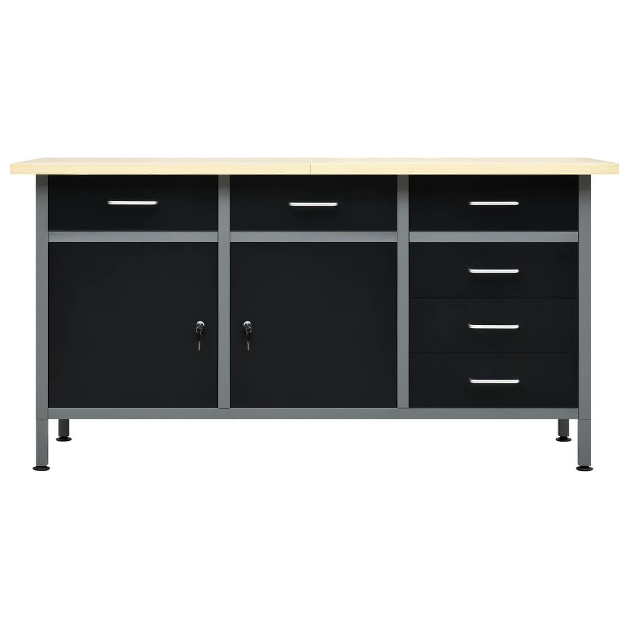 Voir la diapositive 3 : VIDAXL Etabli Noir 160x60x85 cm Acier