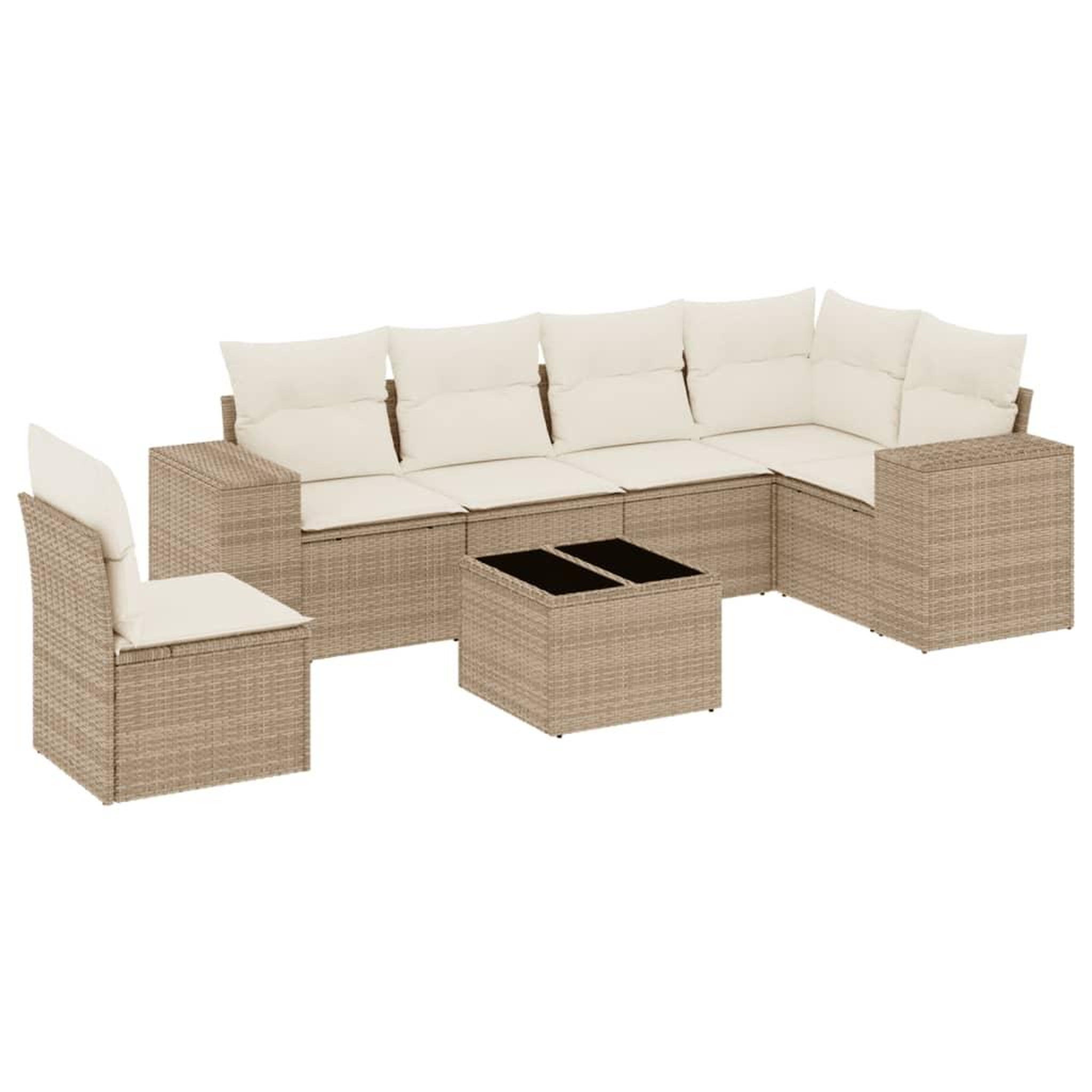 Voir la diapositive 2 : VIDAXL Salon de jardin avec coussins 7 pcs beige resine tressee