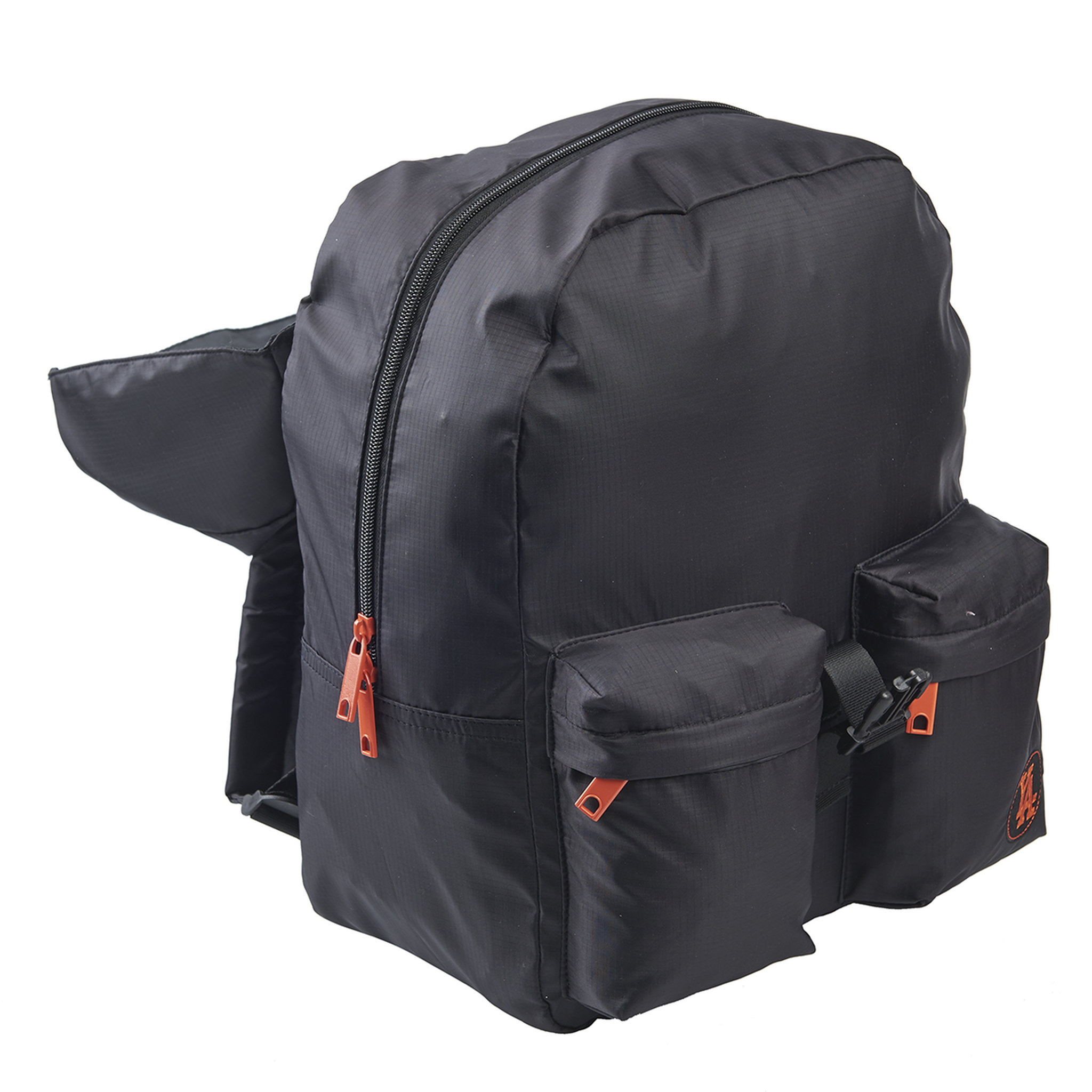 Voir la diapositive 9 : YOUNG'S ATTITUDE Sac à dos noir et orange avec compartiment pour ordinateur Vintage