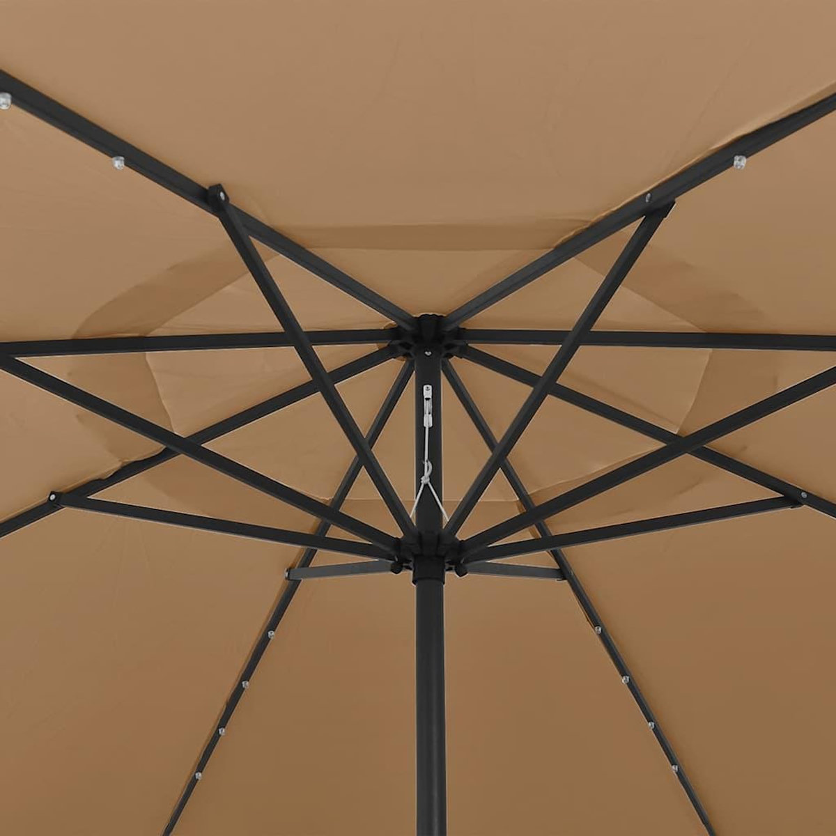 VIDAXL Parasol de jardin avec lumieres LED et mat en metal 400cm taupe