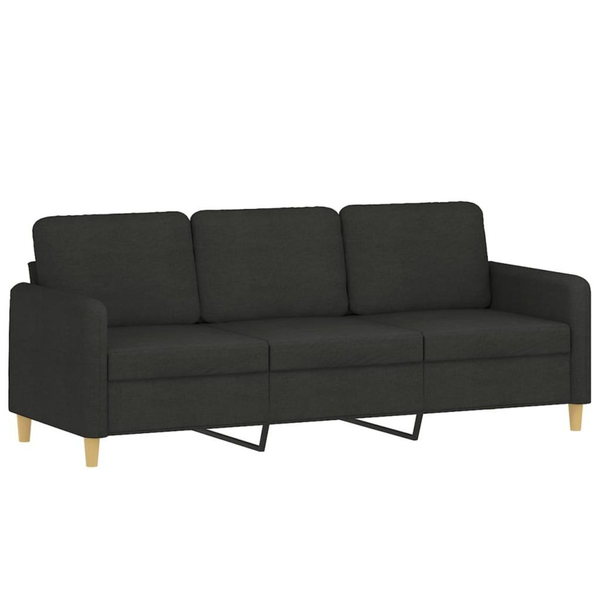 VIDAXL Ensemble de canapes 3 pcs avec coussins noir tissu