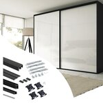 EMUCA SRL Kit de quincaillerie pour armoire à 2 portes coulissantes avec fermeture souple Placard 74 -  Modèle de poignée Sharp -  épaisseur 19mm -  panneaux non inclus -  Peint en Noir