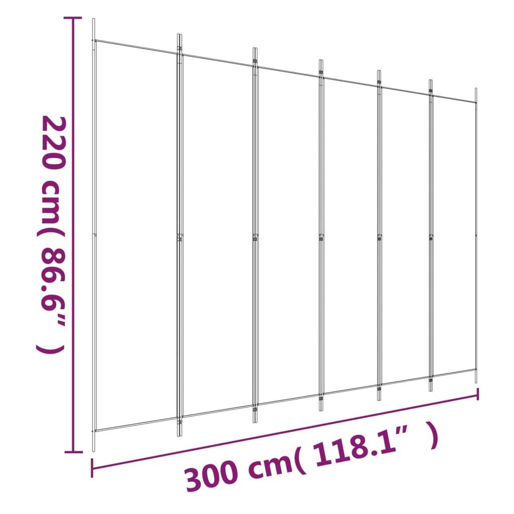 Voir la diapositive 6 : VIDAXL Cloison de separation 6 panneaux Blanc 300x220 cm Tissu