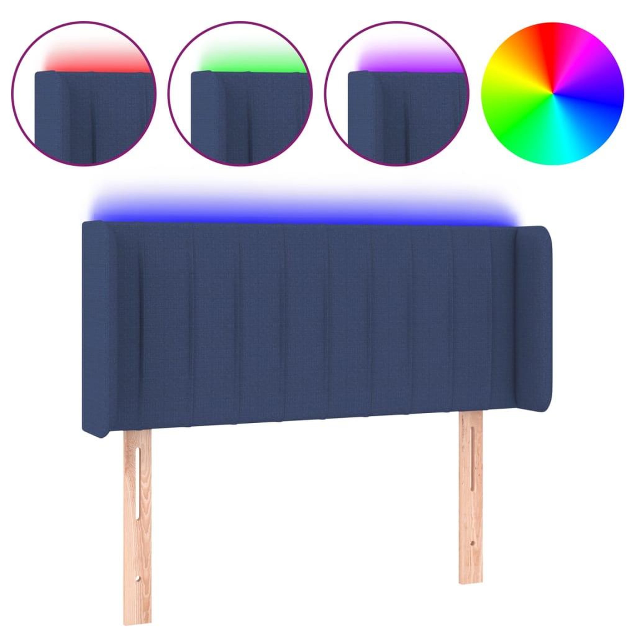 Voir la diapositive 2 : VIDAXL Tete de lit a LED Bleu 93x16x78/88 cm Tissu