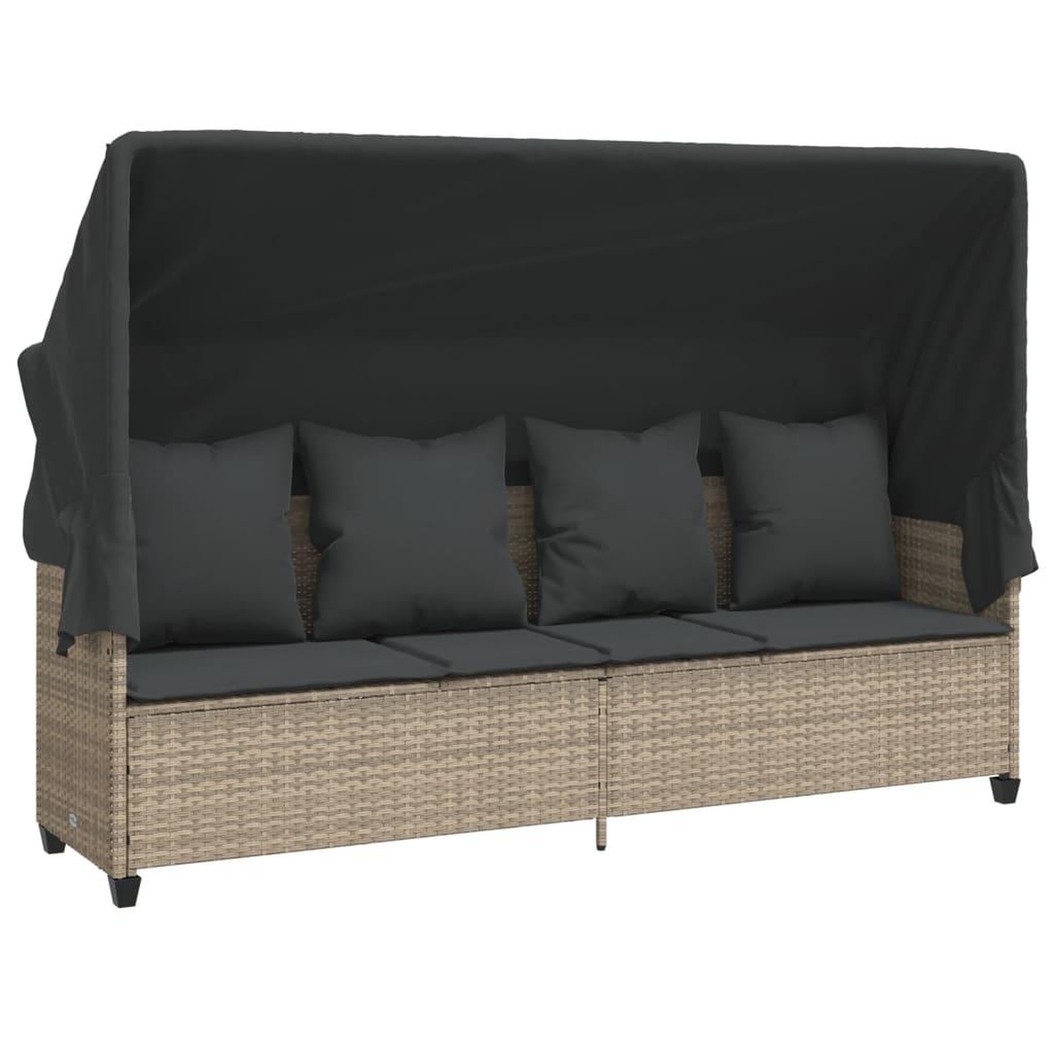 Voir la diapositive 2 : VIDAXL Chaise longue avec auvent et coussins gris clair resine tressee