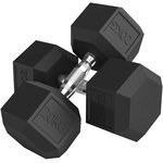 HOMCOM Lot de 2 haltères courtes poids total 40 kg métal caoutchouc noir