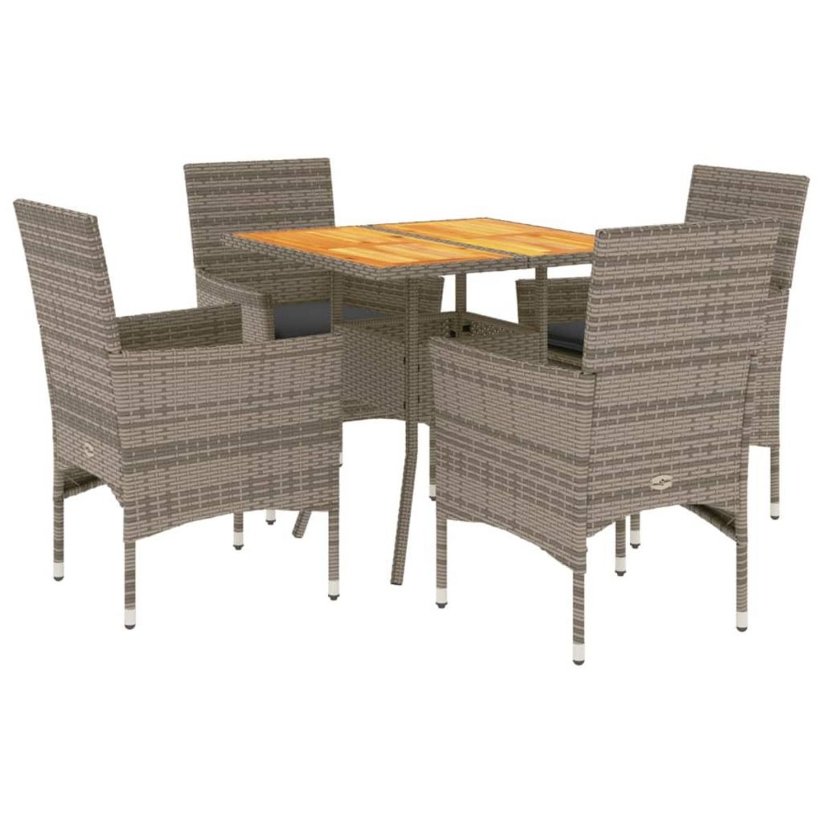 VIDAXL Ensemble a manger de jardin et coussins 5 pcs gris rotin acacia