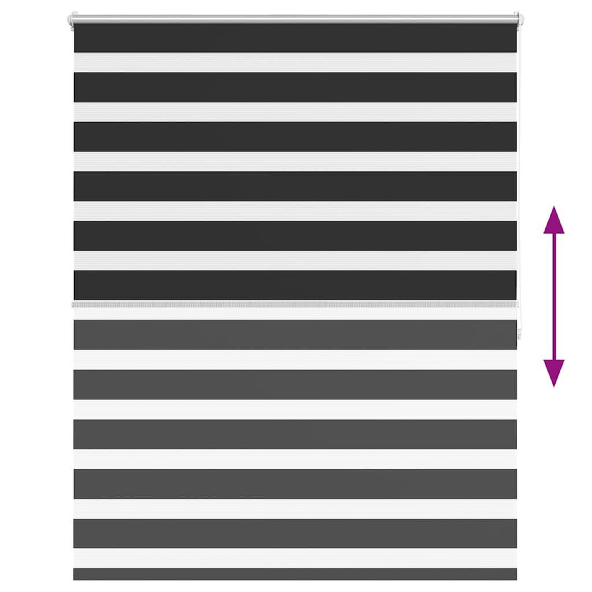 Voir la diapositive 5 : VIDAXL Store venitien zebre 120,9 x 175 cm, largeur du tissu 116,7 cm, noir