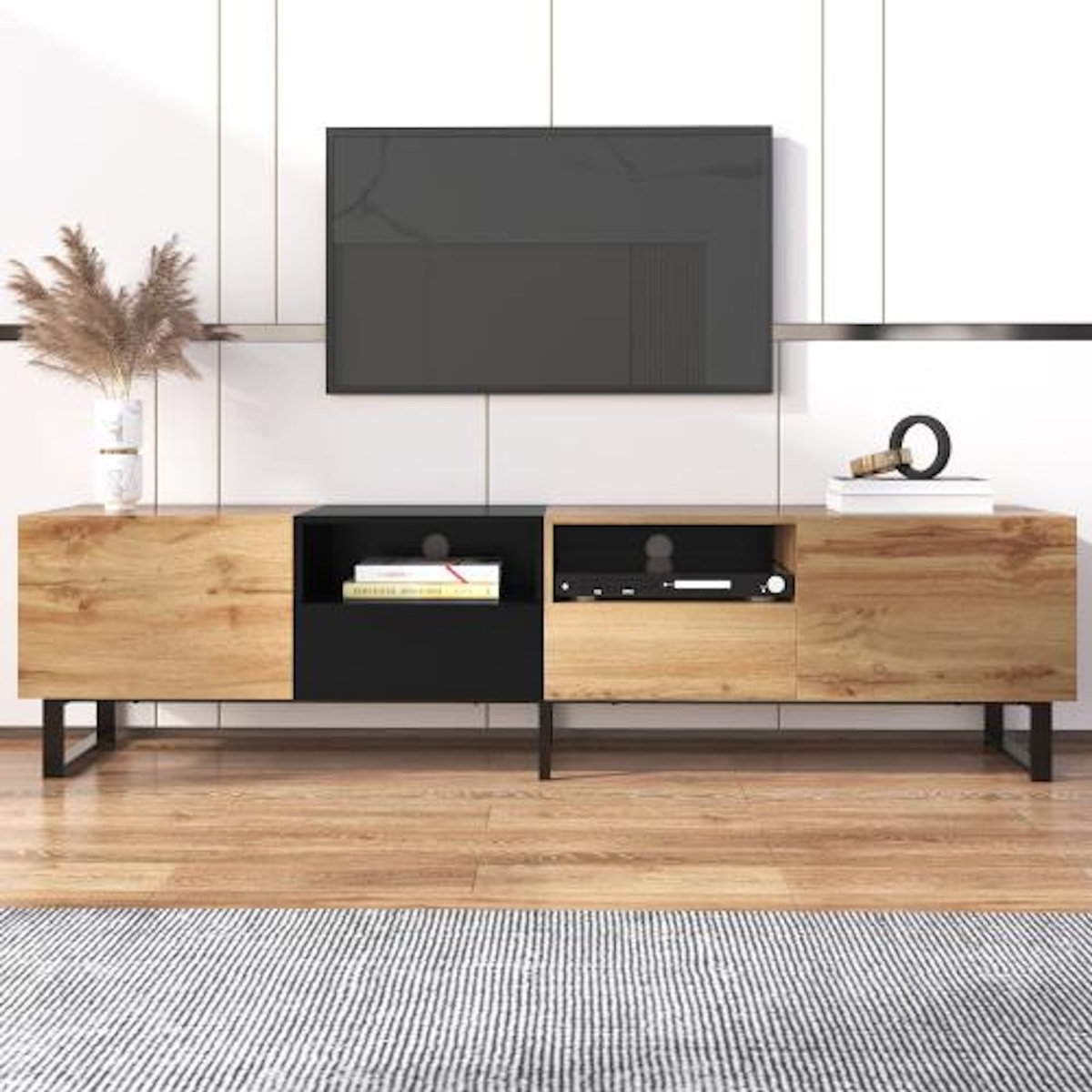 MERAX Meuble tv naturel 190 cm mdf
