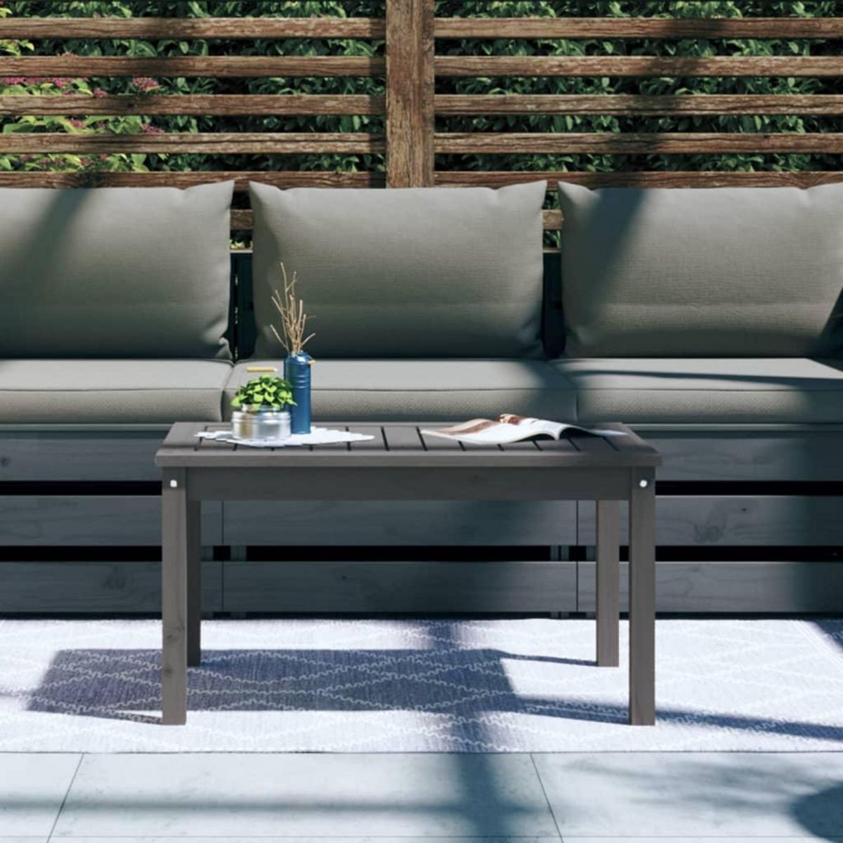 VIDAXL Table de jardin gris 82,5x50,5x45 cm bois massif de pin