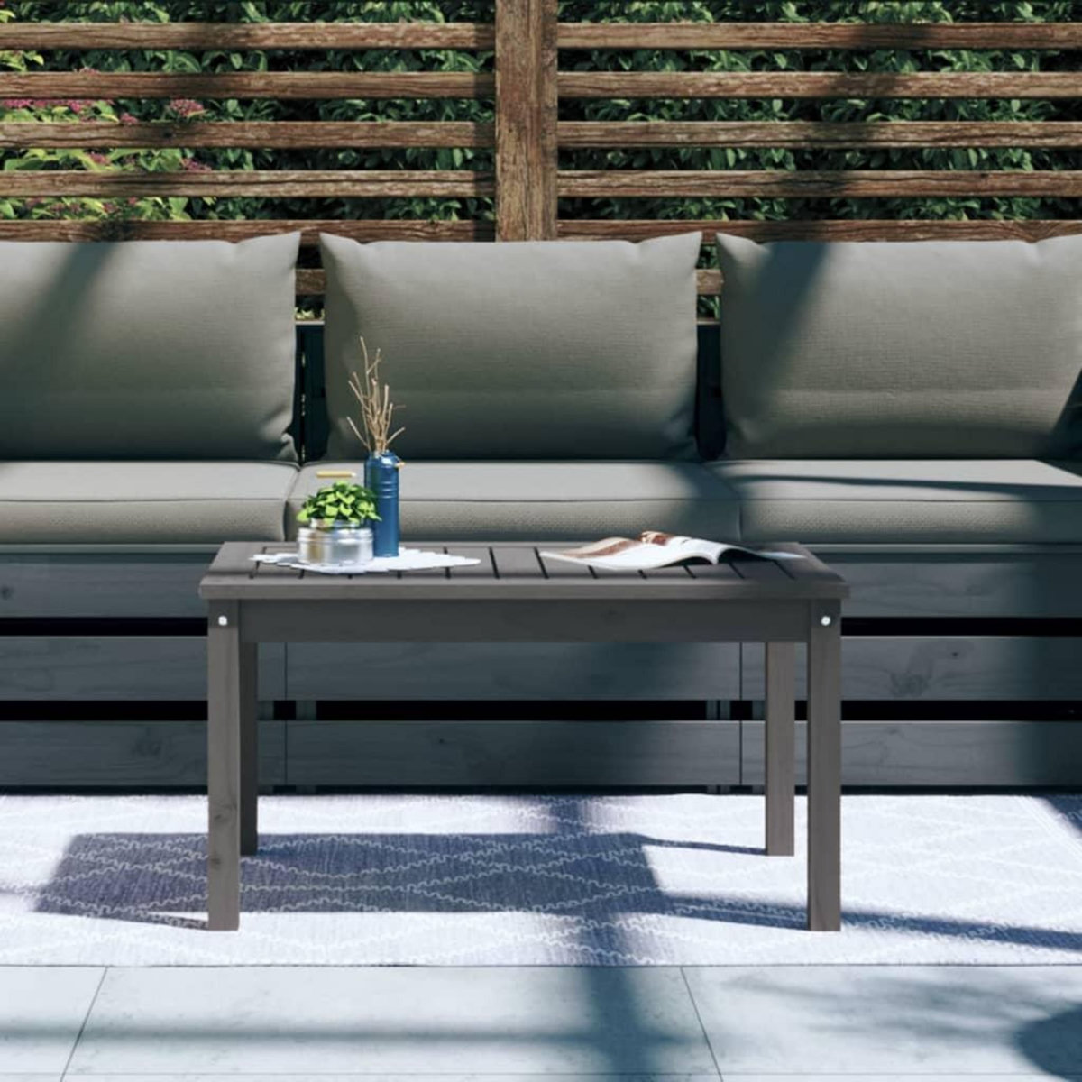 VIDAXL Table de jardin gris 82,5x50,5x45 cm bois massif de pin