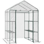 HOMCOM Serre de jardin balcon terrasse 4 étagères 143L x 143l x 195H cm acier PVC imperméable anti-UV transparent vert