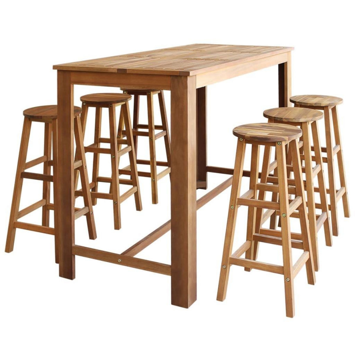 VIDAXL Table et tabourets de bar 7 pcs Bois d'acacia massif