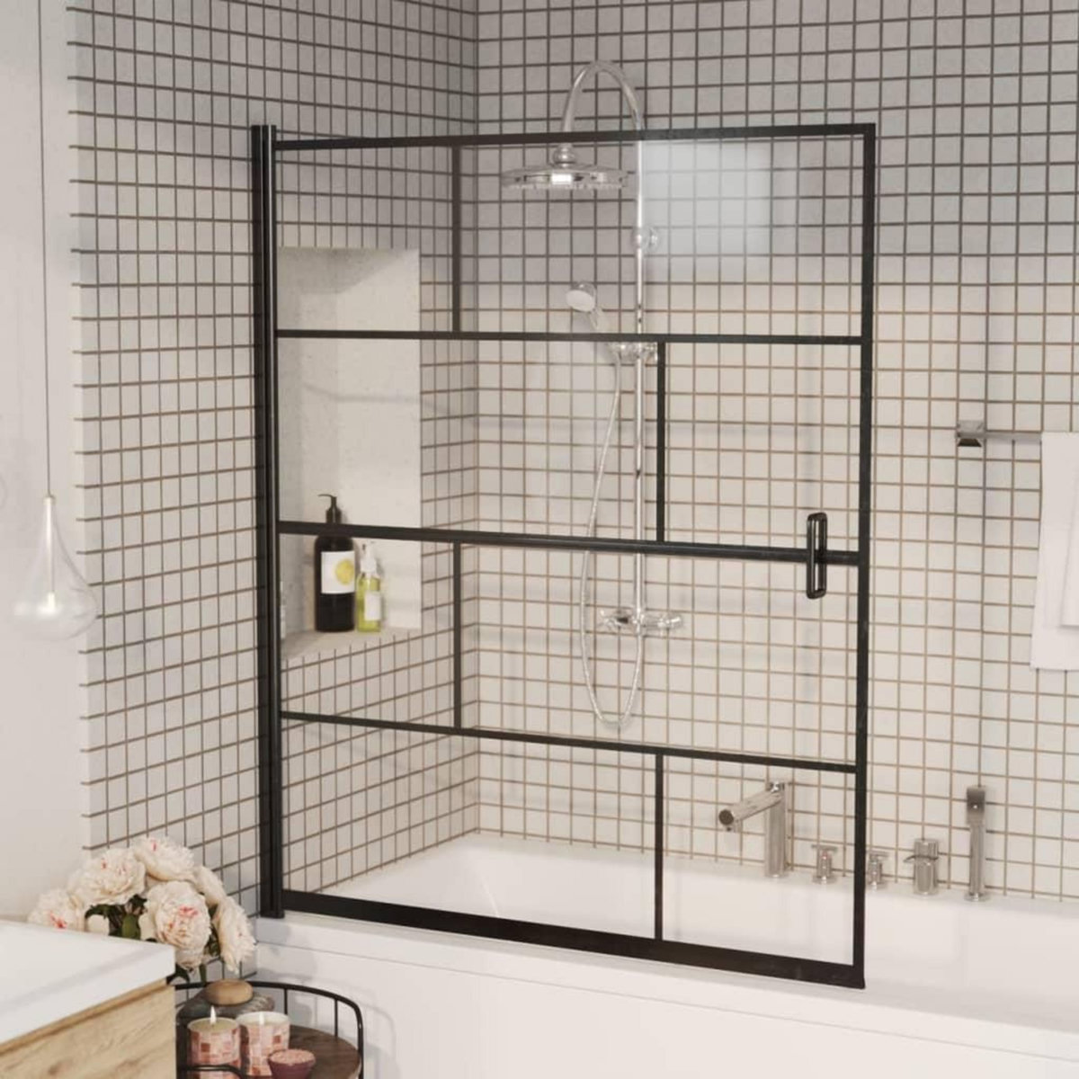 VIDAXL Cabine de douche ESG 116x140 cm Noir