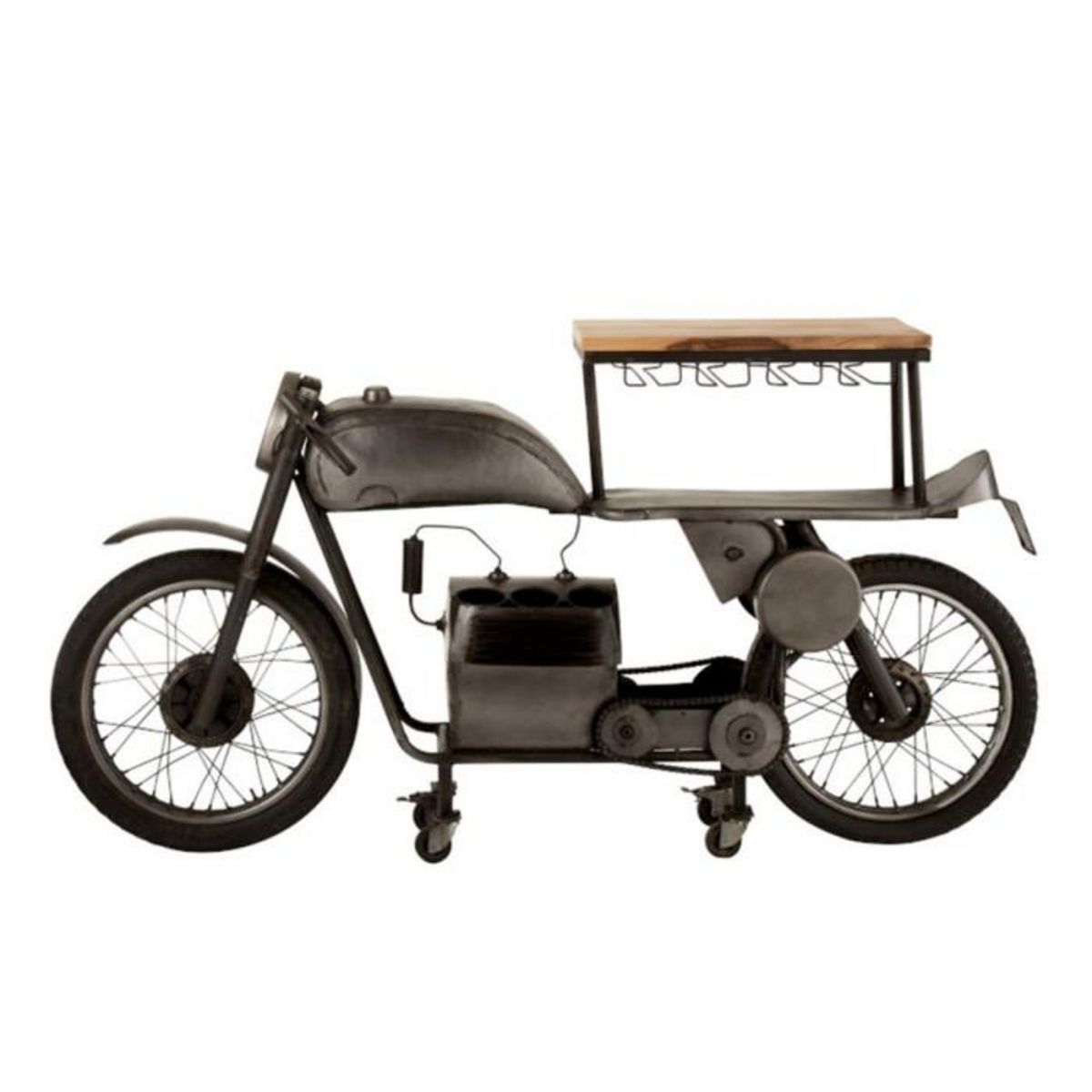 Paris Prix Table de Bar Design  Motocyclette  200cm Gris