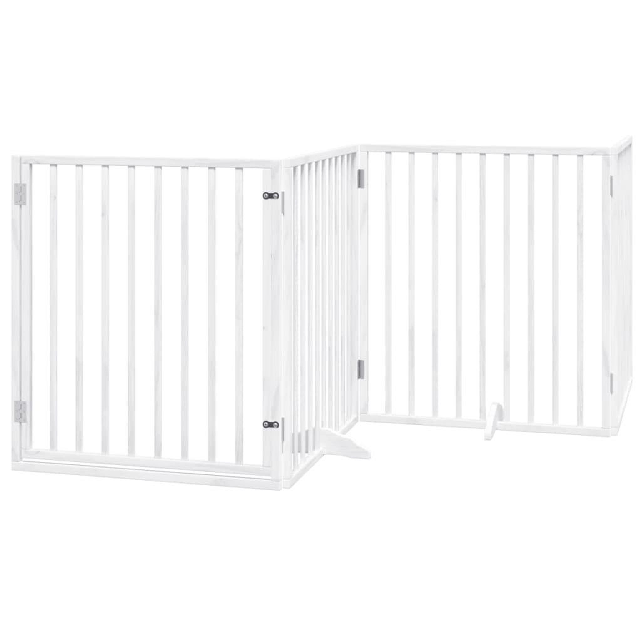 Voir la diapositive 2 : VIDAXL Barriere pour chiens et porte 4 panneaux blanc bois de peuplier