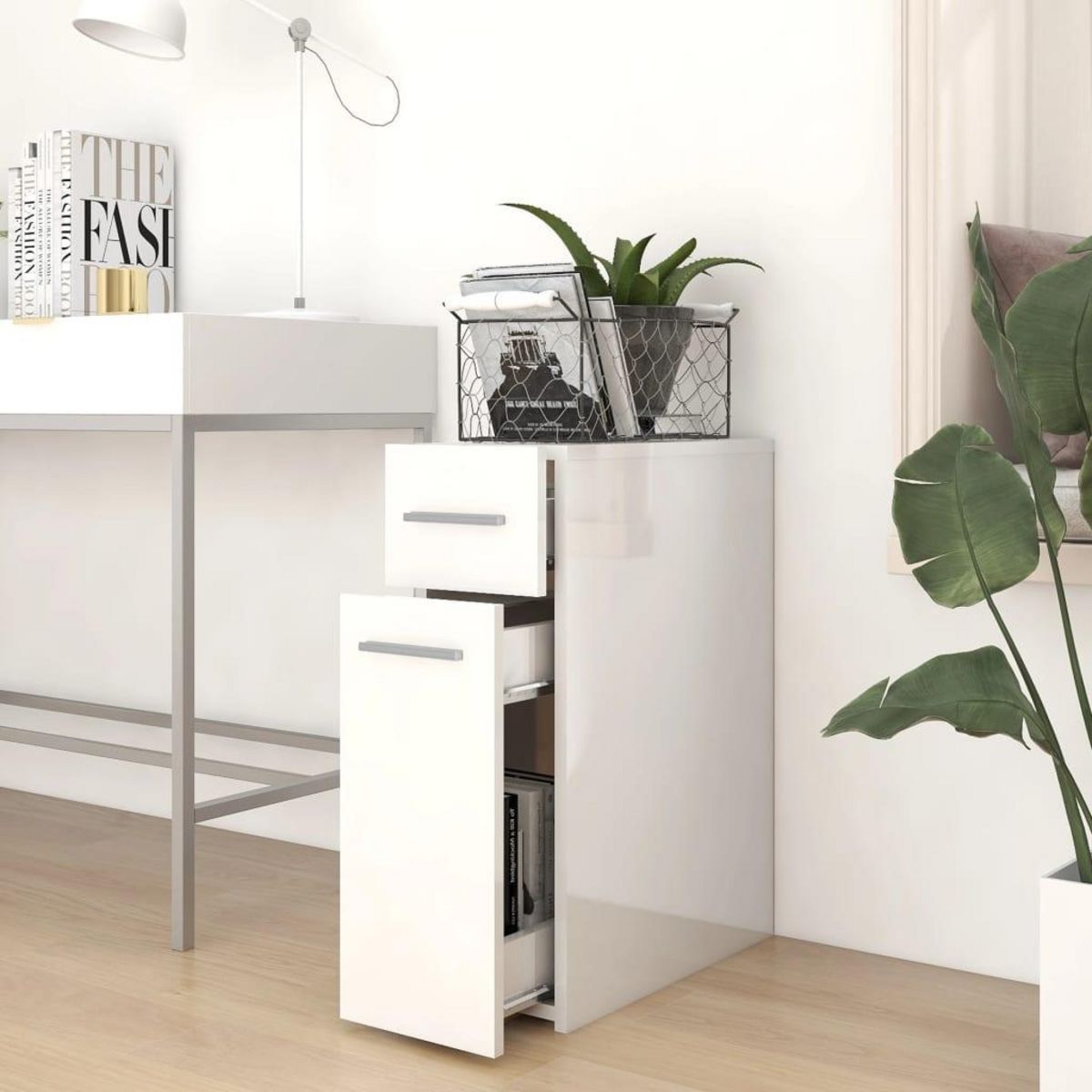 VIDAXL Armoire d'apothicaire Blanc brillant Bois d'ingenierie