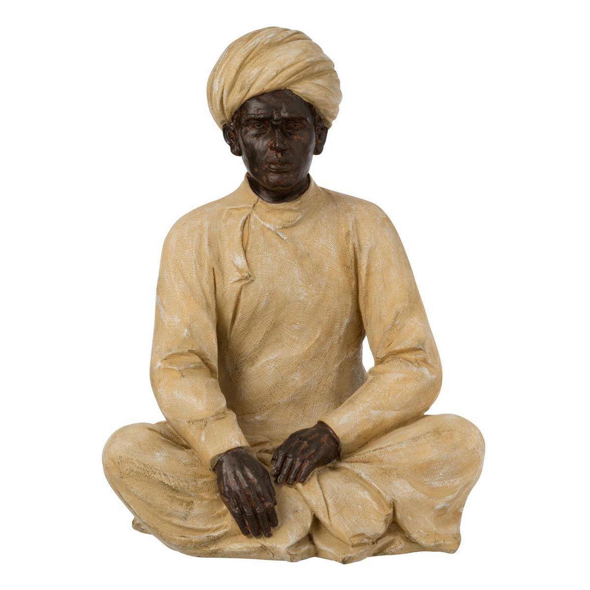 Voir la diapositive 1 : J-LINE Statue déco en résine  indien assis  33cm beige
